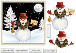 Holly bell snowman 7x7