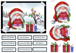 Santa gnome with gifts 7x7