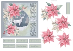 Christmas stag and poinsettia 6x6