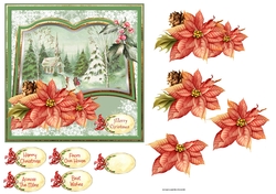 Christmas eve and poinsettia 6x6
