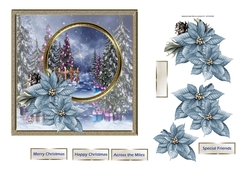 Christmas tree lights and poinsettia 6x6