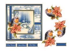 Robin redbreast and poinsettia 6x6