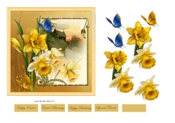 Daffodils and butterfly 6x6