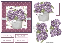 Purple flowers in a pot 6x6