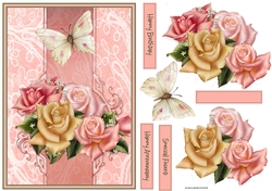 Pink rose and butterfly A5