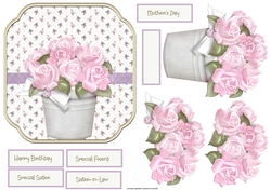 Pot of pink roses shaped 6x6