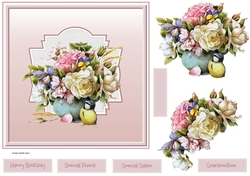 Vintage mixed flowers 7x7