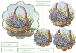 Basket of flowers topper 6x6