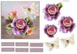 English rose and butterfly 6x6
