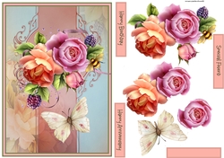 Peach rose and butterfly A5