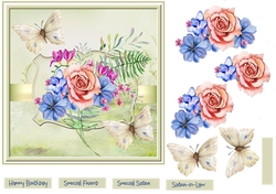 Mixed flowers and butterfly 7x7