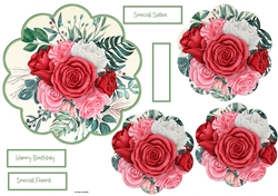Red and pink rose scallop card