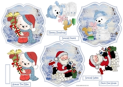 Teddy bears, snowman and Santa toppers