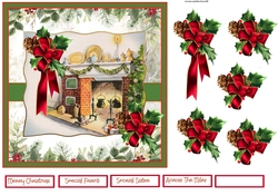 Cosy fire and holly 7x7