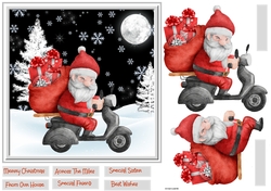 Santa on his motor scooter 7x7