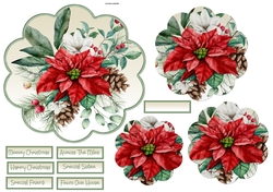 Poinsettia and holly scallop card