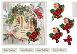 Christmas door and robin 7x7