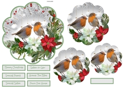 Robins and poinsettia scallop with pyramid layers
