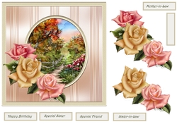Winding country road and roses 7x7