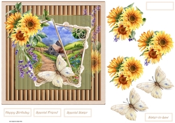 Sunflowers and butterfly 7x7