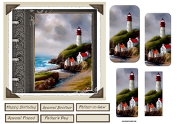 Lighthouse and stormy sky 6x6
