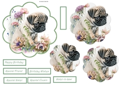 Baby pug scallop card