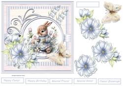 Easter rabbit and flowers 7x7