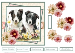 Collie pups and flowers 7x7