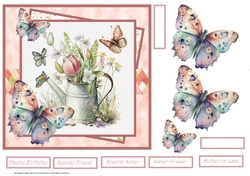 Spring flowers and butterfly 7x7