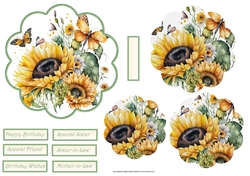 Sunflowers and butterfly scallop card