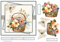 Basket of summer flowers 7x7