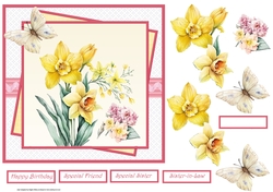 Spring daffodils and butterfly 7x7