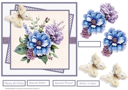 Blue and lilac flowers 7x7
