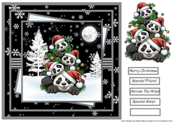 Christmas pandas 8x8