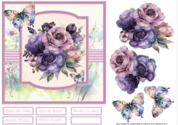 Purple roses and butterfly 7x7