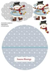 Jolly Snowman with a Mouse and Bird for Company