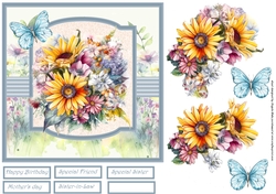 Marigold, daisy and butterfly 7x7