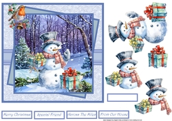 Snowman with gifts 7x7