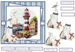 Lighthouse and boat 7x7