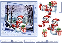 Snowman and gift 7x7
