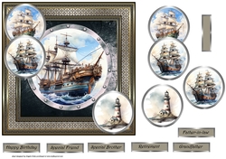 Sailing ship and lighthouse 7x7