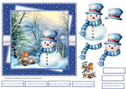 Snowman and robin friend 7x7