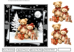 Teddy bears at Christmas 7x7
