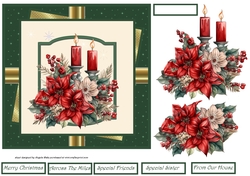 Christmas candles and flowers 7x7 card