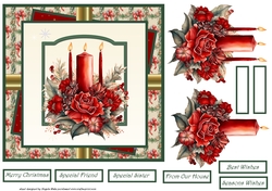 Christmas roses and red candles 7x7