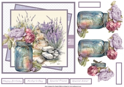 Mason jar of flowers 7x7
