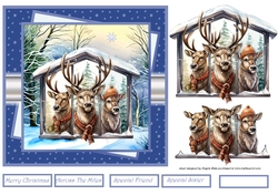 Christmas reindeer and stag 7x7