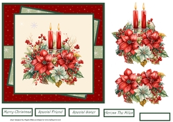 Poinsettia and candles 7x7