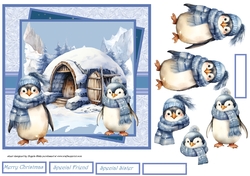 Chilly penguins 7x7 with decoupage