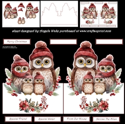 Owl family shaped card , sentiment tiles, decoupage and preview